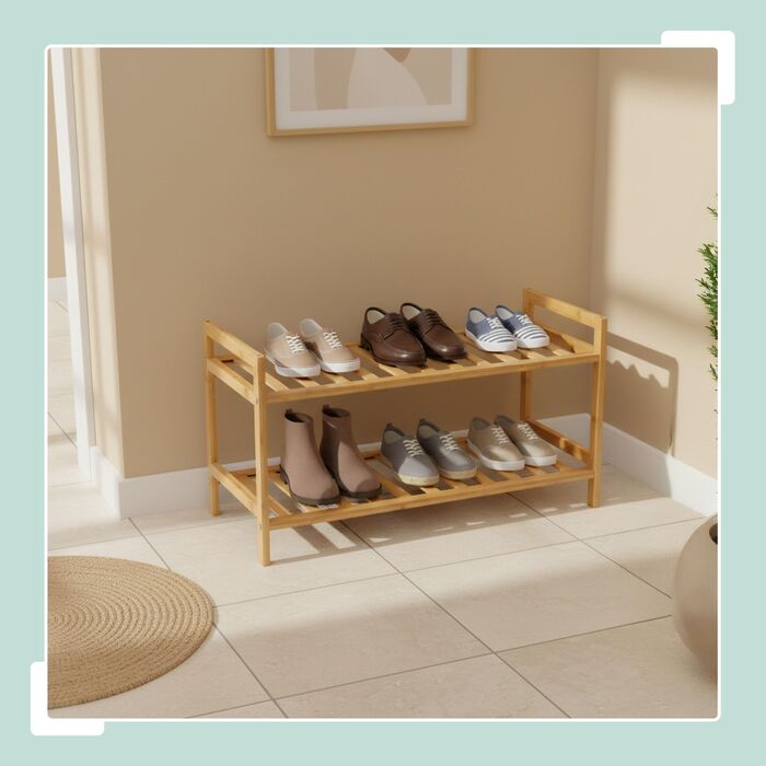 Стелаж для взуття з бамбука, що складається з секцій
