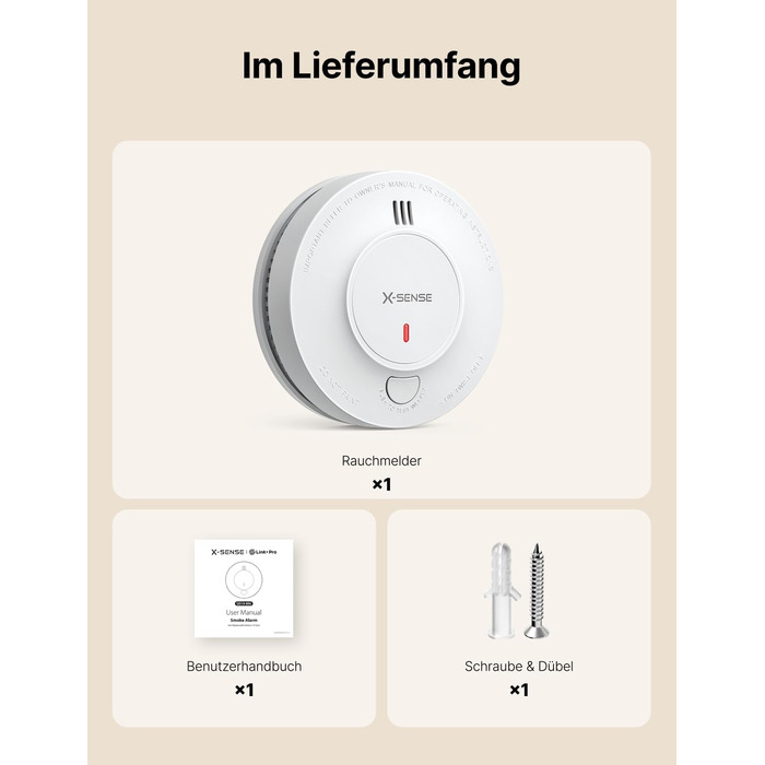 X-Sense Детектор диму Smart WLAN з 10-річною батареєю та базовою станцією SBS50, фотоелектричний бездротовий пожежний сповіщувач, SD19-MN61, 6 шт. SD19-MN61 з базовою станцією SBS50 (6 шт.), білий (SD19-MN без базової станції (1 шт.), білий)