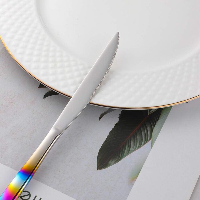 Ніжний набір столових приборів з нержавіючої сталі, 16 предметів, кольоровий ручка, для 4 осіб, екологічний посуд для вечірок, пікніків, кемпінгу та подорожей, придатний для миття в посудомийній машині