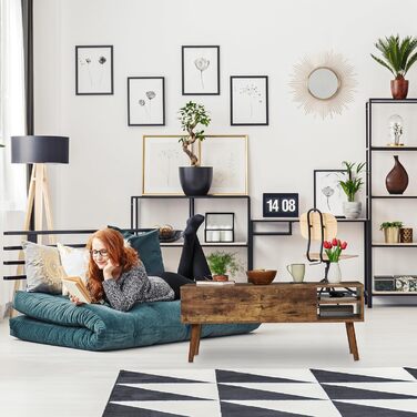 Журнальний столик Relaxdays з підйомною стільницею та двома відкидними полицями, коричневий, 45x108x40 см, індустріальний стиль