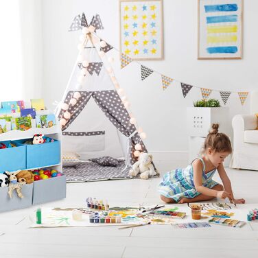 Дитяча полиця Relaxdays, 4 коробки, мотив русалки, зберігання іграшок, дитяча кімната HxWxD 98 x 82,5 x 30 см, барвистий
