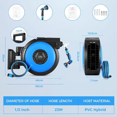 Автоматичний водяний шланг Himimi з підсвічуванням, 20м + 3м, з багатофункціональною насадкою, для саду та поливу