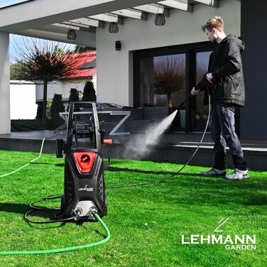 Високотискний мийник LEHMANN Hudson 1800 Вт, 145 бар, 450 л/год, з набором аксесуарів (щітка, пінозмішувач, шланг 5м)
