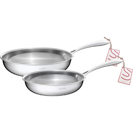 Набір сковорідок SANFELA 5-шарівний з нержавіючої сталі (24+28 см), сумісний з індукцією, для духовки та посудомийної машини
