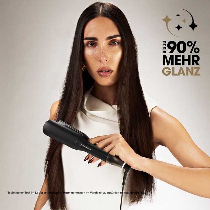 Випрямляч для волосся ghd Chronos Max з широкими пластинами, чорний колір - швидке укладання, блиск, менше пуху, 24 години фіксації, без пошкодження волосся, ідеально для густого та кучерявого волосся