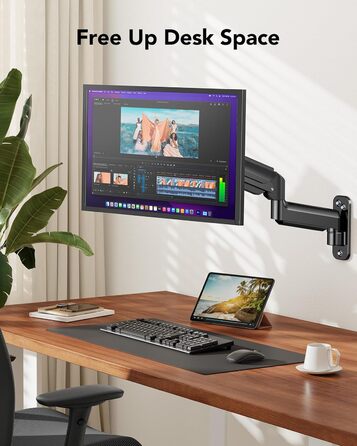 Кріплення для монітора HUANUO, 17-35 дюймів, LED/LCD/TV, VESA 75/100/200mm, регульоване, поворотне, з газовою пружиною