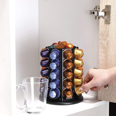 Тримач для капсул кави Bagoo для Nespresso з поворотним механізмом на 360° та додатковим відсіком для капсул (40+)
