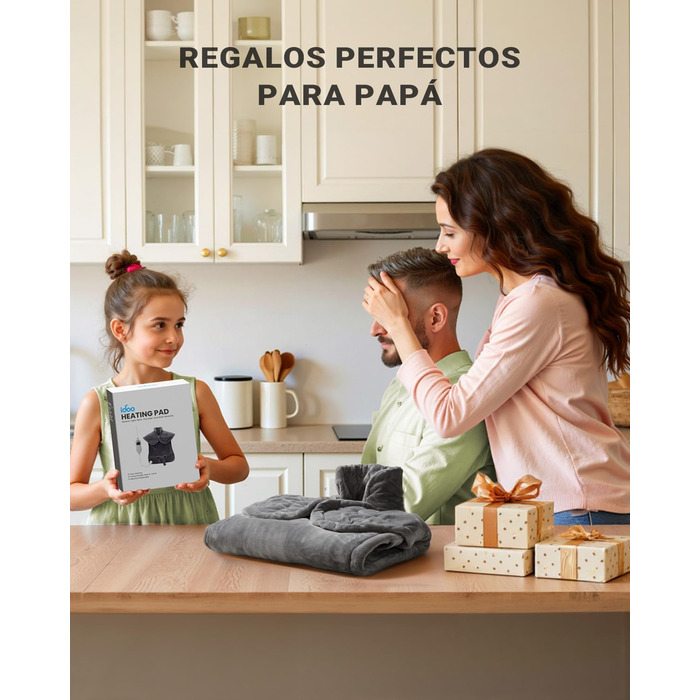 Електрична грілка iDOO 61x84 см з автовимкненням, для спини, шиї, плечей, 6 рівнів нагріву, таймер, сірий фланель, пральна