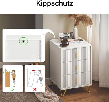 Приліжкові тумбочки SoBuy FBT115-W (білі), 2 шт., з 3 висувними ящиками, 40x40x47 см