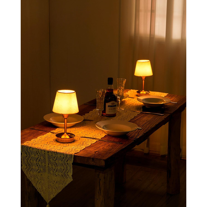 Настільна лампа бездротова, 2 шт., торгова марка Champagner, з акумулятором 5200mAh, сенсорне регулювання, для їдальні, вітальні, спальні, бару, ресторану