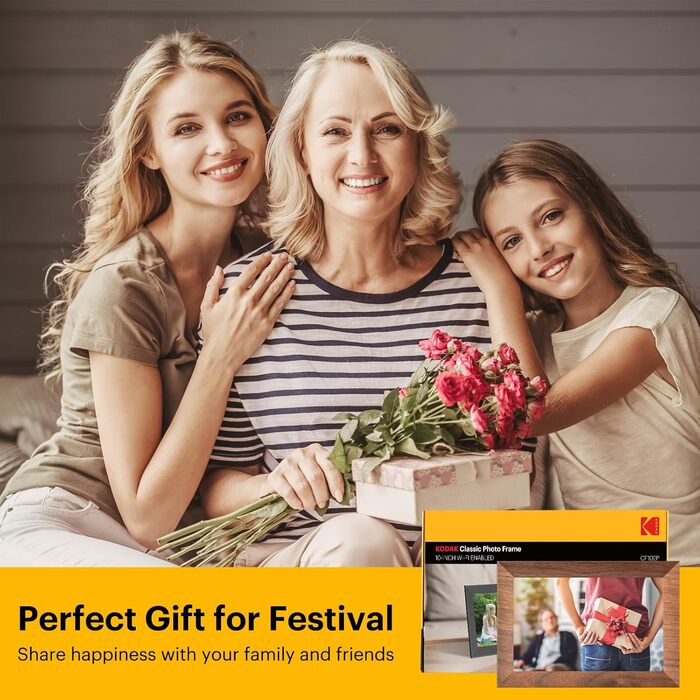 Цифровий фоторамка Kodak 10.1 дюйми з Wi-Fi, HD IPS-сенсорний екран, 32 ГБ пам'яті, автоматичне обертання фото, віддалене перегляд фото/відео через додаток