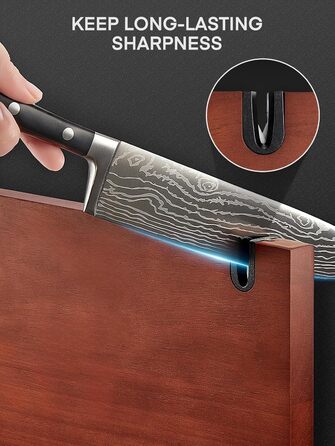 Набір ножів FOHERE 7 предметів: кухонний, для хліба, овочевий, з точилкою та магнітним блоком з нержавіючої сталі та дерева