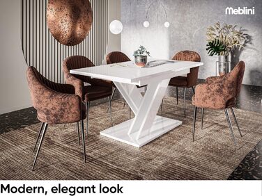 Обідній стіл MebleIni Bronx розсувний, 140-180x80x75 см, білий глянцевий