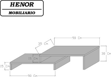 Підставка для монітора Henor Стояк для телевізора FSC Wood 62x26.5x12 см, 50 кг, Білий (Графітова драбина)