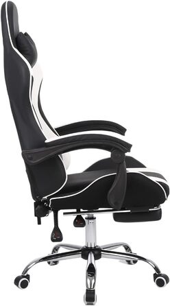 Ігрове крісло Panana Офісне крісло ергономічне з регульованою поперековою подушкою, подушкою, штучною шкірою, м'яким підлокітником Стілець Стілець (білий)