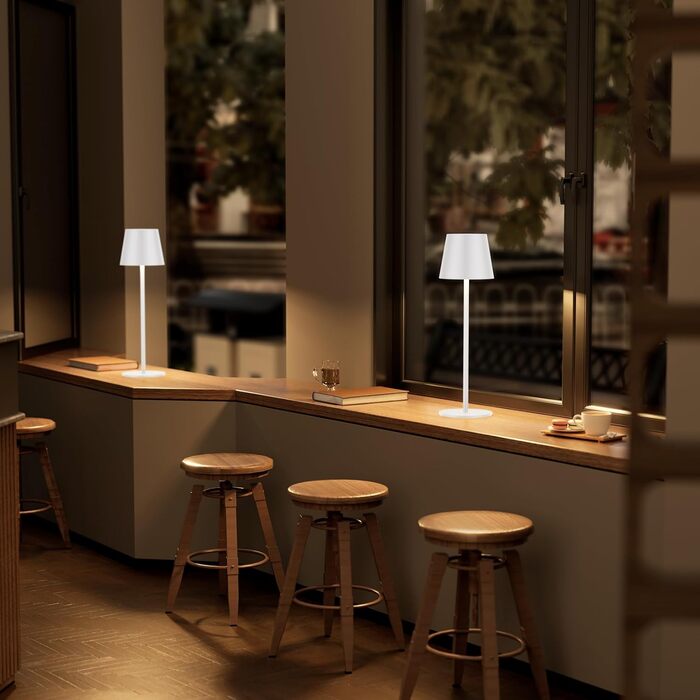 LED-лампа K-Bright на акумуляторі, 4 шт., диммер, 36.5 см, перезарядна, тепле світло 2700K, USB-C, IP54, бежевий колір