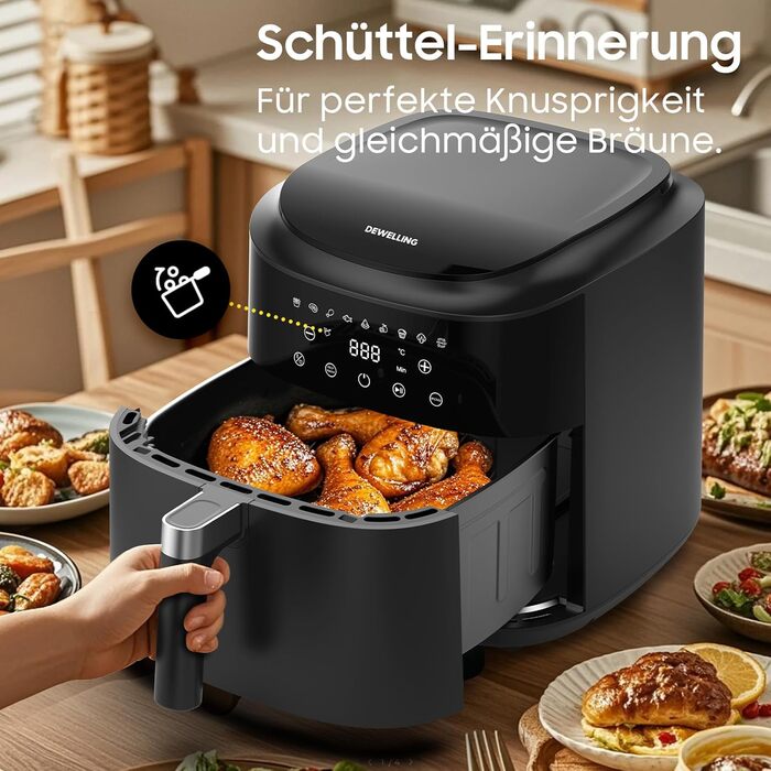 Фритюрниця повітряна XXL 9л, 2350W, 9 програм, LED дисплей, функція підігріву, металевий внутрішній простір, для сімейних обідів