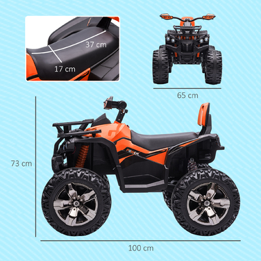 Дитячий електромобіль HOMCOM 12V з функціями руху вперед та назад, MP3-плеєром, фарами, швидкістю 3-8 км/год, для дітей 3-5 років, помаранчевий