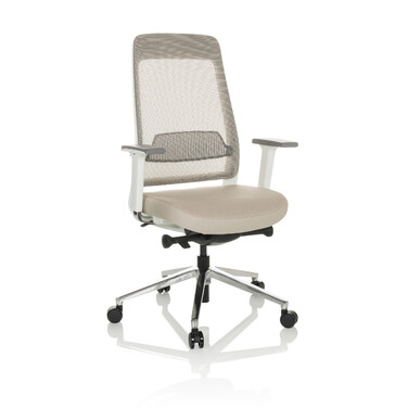 Офісне крісло / поворотне крісло CHIARO T2 WHITE сітка / тканина сіра / бежева hjh OFFICE