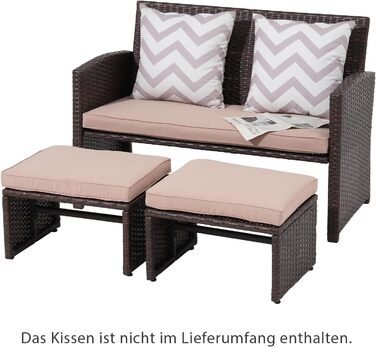 Садовий набір меблів з ротангу OC Orange-Casual 5 предметів: диван, крісла, столик, пуфи, подушки - бежевий