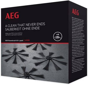 Бічні щітки AEG ARSB2 для робота-пилососа RX9 (4 упаковки, змінні щітки, точне і ретельне всмоктування, оптимальне поглинання пилу, дуже м'які, легко замінні) чорний