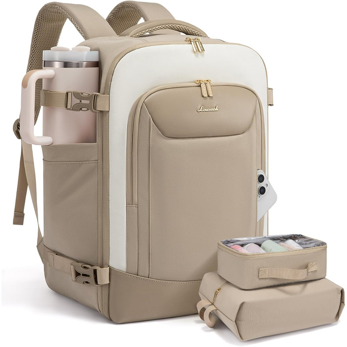 Чоловічий/Жіночий рюкзак OVEVOOK для ручної поклажі в літак, 40л, великий дорожній рюкзак-валіза з відділенням для ноутбука, водонепроникний, для подорожей, ділових поїздок, вихідних (L, Хакі-беж)