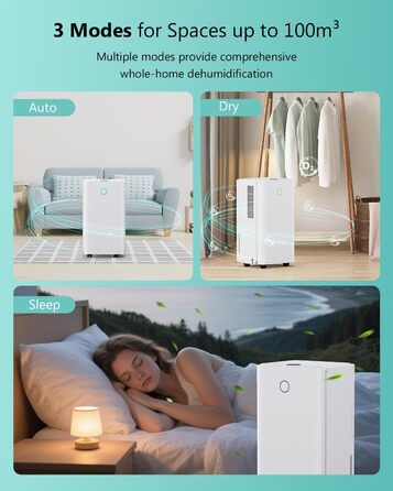 Електричний осушувач повітря 12л/день, тихий осушувач для дому, квартири, підвалу з 3 режимами, таймером 24г, автоматичною відтайкою та енергозбереженням