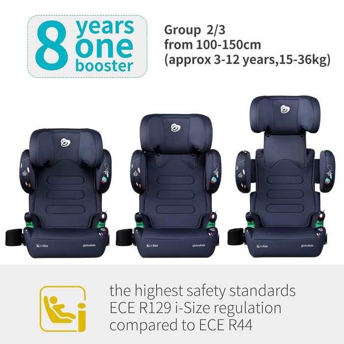 Автокрісло дитяче 15-36 кг з Isofix, i-Size, регульоване, з підстаканником, зелене