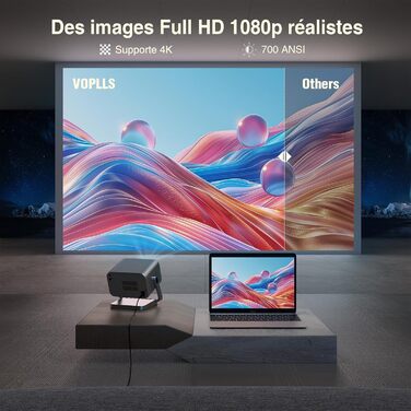 Проектор VOPLLS 4K з автофокусом та корекцією трапеції, 28000 Люмен, WiFi6, Bluetooth, Full HD 1080P, для кінотеатру вдома та на вулиці, сумісний з Android/PC