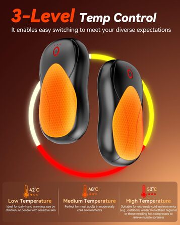 Електричні грілки для рук PHEJIE, 2 шт. з підзарядкою, 3 режими нагріву, портативні, для активного відпочинку, кемпінгу, гольфу, подарунок для жінок та чоловіків (чорний, срібний)