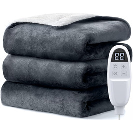 Електрична ковдра Dnenellr XXL 200x180 см з автоматичним вимкненням, 6 режимів нагріву, захист від перегріву, пральна, для ліжка та дивану