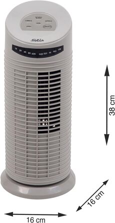 Баштовий вентилятор Solis 749 з іонним генератором і функцією повороту - Баштовий вентилятор - 43 см Висота - Біле шампанське