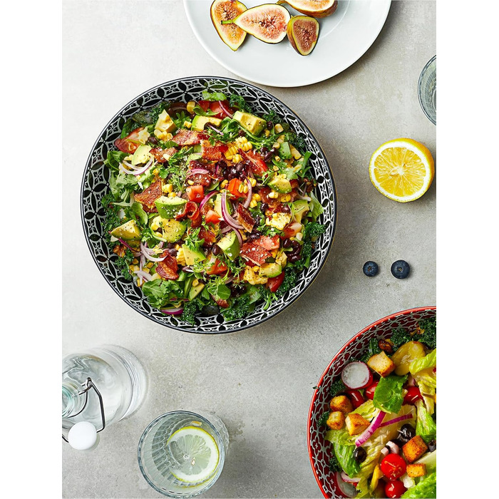 Салатник DOWAN 2000 мл, 2 шт., Ø24.1 см, порцеляновий, для пасти, мікрохвильовий, посудомийна машина, штабельований, різнокольоровий