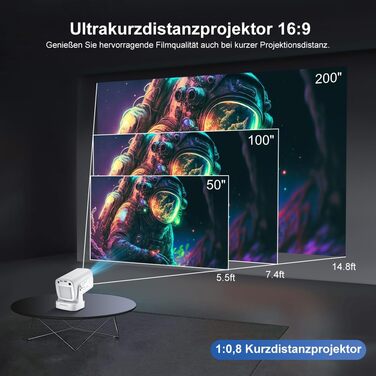 Beamer 4K HY260pro: Портативний проєктор з Wi-Fi 6, Bluetooth 5.4, Android TV, 180° обертанням, 18000 люмен, 5W динамік для дому та відпочинку
