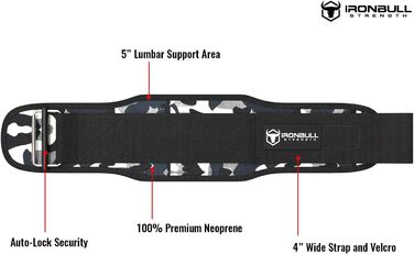 Ремінь для важкої атлетики Iron bull Strength для крос-тренінгу - 12,7 c з автоматичним блокуванням, для важкої атлетики, для підтримки спини, для тренувань, для підйому важких предметів, фітнесу та пауерліфтингу-для чоловіків і жінок (XL, камуфляжний біл