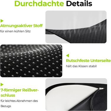 Ортопедична подушка для сидіння AUVON з підтримкою стегон, ергономічна для офісного та автомобільного крісла - підвищує комфорт, покращує кровообіг, знімає навантаження з куприка
