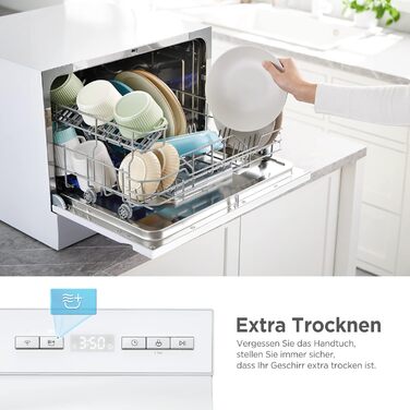 Посудомийна машина Midea Mini 6 комплектів посуду, 6+1 програми, IoT-керування, таймер відстрочки запуску, покращена сушка, компактна для малогабаритних квартир, модель 2024, енергоклас D