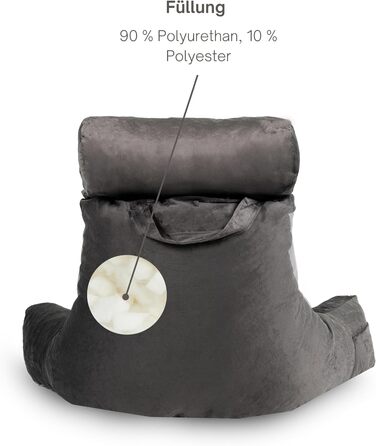 Подушка для читання Bananair – м'яка та комфортна спинка для ліжка та дивану з тканини Cord. Знімна та пральна наволочка, ергономічна сидіння з підлокітниками (кремовий)