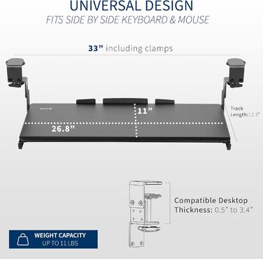 Підставка для клавіатури VIVO MOUNT-KB05HB, регульована висота, чорна