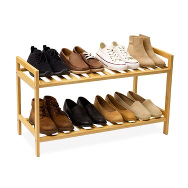 Стелаж для взуття з бамбука, що складається з секцій