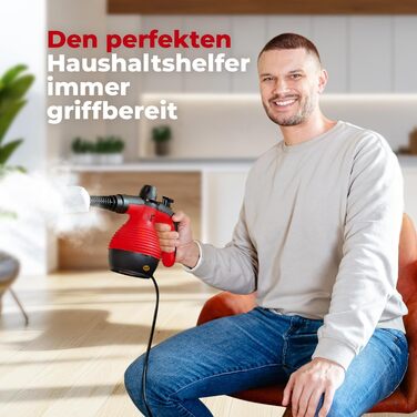 Пароочисник ручний Neighbor's Friend® Нова модель – Потужний ручний пароочисник, 3,5 Bar, кабель 4м, бак 350мл. Підходить для авто, майстерні, дому та миття вікон. (Пароочисник – Червоний – 2 шт.)