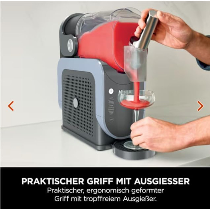 Машина для приготування смузі Ninja SLUSHi, для смузі, коктейлів, фраппе, молочних коктейлів та замороженого соку, без льоду, технологія WhisperChill, об'єм 1.9 л, Orange FS301EUOR