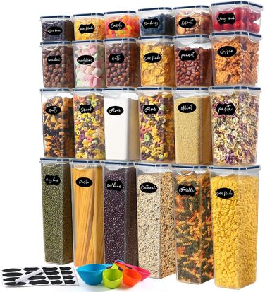 Набір контейнерів для зберігання продуктів YASHE 24 шт. з кришкою, герметичні, BPA-free, для сухої їжі, мюслі, борошна та цукру