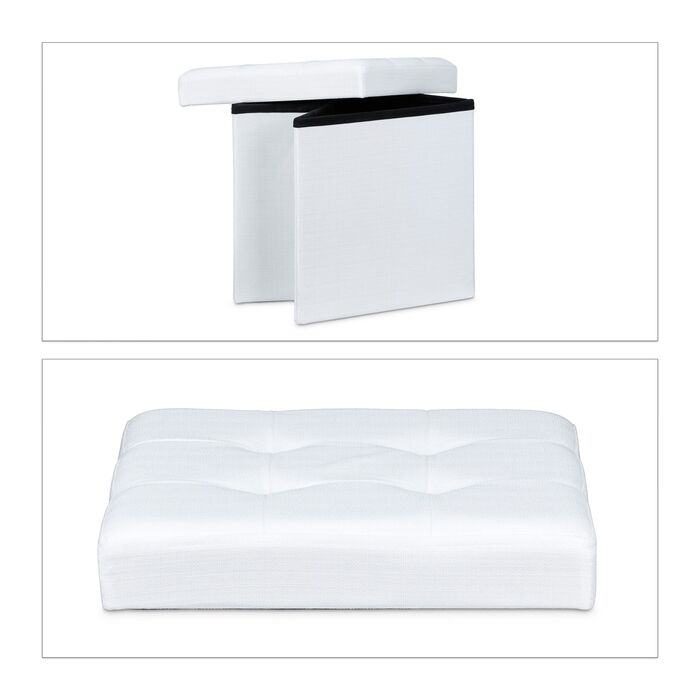 Relaxdays Складний табурет з місцем для зберігання, льон