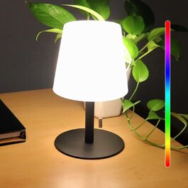 Світлодіодна настільна лампа з батарейним живленням, світлодіодна настільна лампа з бездротовим регулюванням яскравості 8 кольорів, USB-зарядка, приліжкова лампа, що змінює колір, нічник, чорний, для спальні, офісу, прикраси саду