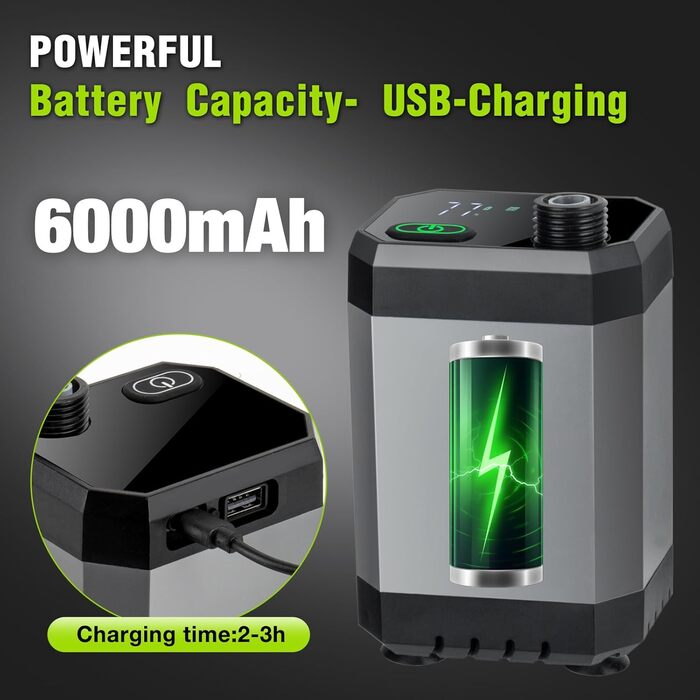 Набір для душу в кемпінг з насосом, 6000mAh, 20л, для саду, автомийки, подорожей