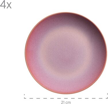 Набір посуду MSER 931547 Ossia для 4 осіб у вінтажному середземноморському стилі, комбінований сервіз з 16 предметів з кераміки (рожевий)