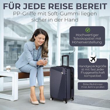 xRace Набір валіз 3 шт. ABS, 20/24/28 дюймів, ручна поклажа, TSA замок, 360° колеса, стійкий до ударів, преміум підкладка (Морська синя)