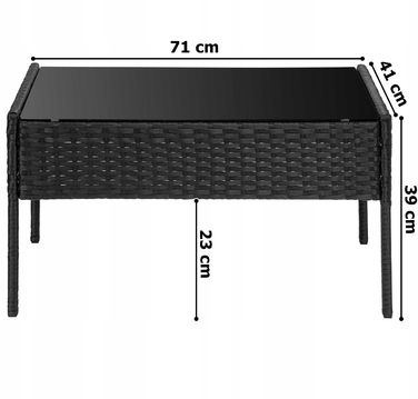 Комплект садових меблів з техноротанга eHokery Magnolia, чорний, 4 предмети