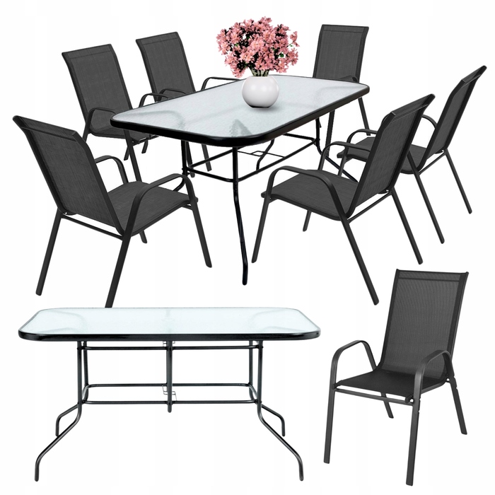 Комплект садових меблів Go Garden, метал, чорний, 7 предметів